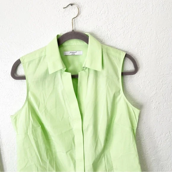 Foxcroft Top Women's 10 Taylor Sleeveless Button Down Tank Preppy NWT $79 - Picture 3 of 7